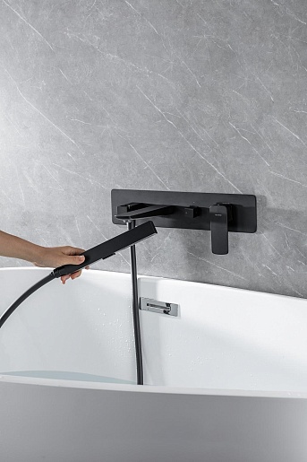 Allen Brau Смеситель для ванны с душем Infinity 5.21007-31 (с внутренней частью) черный матовый – фотография-16